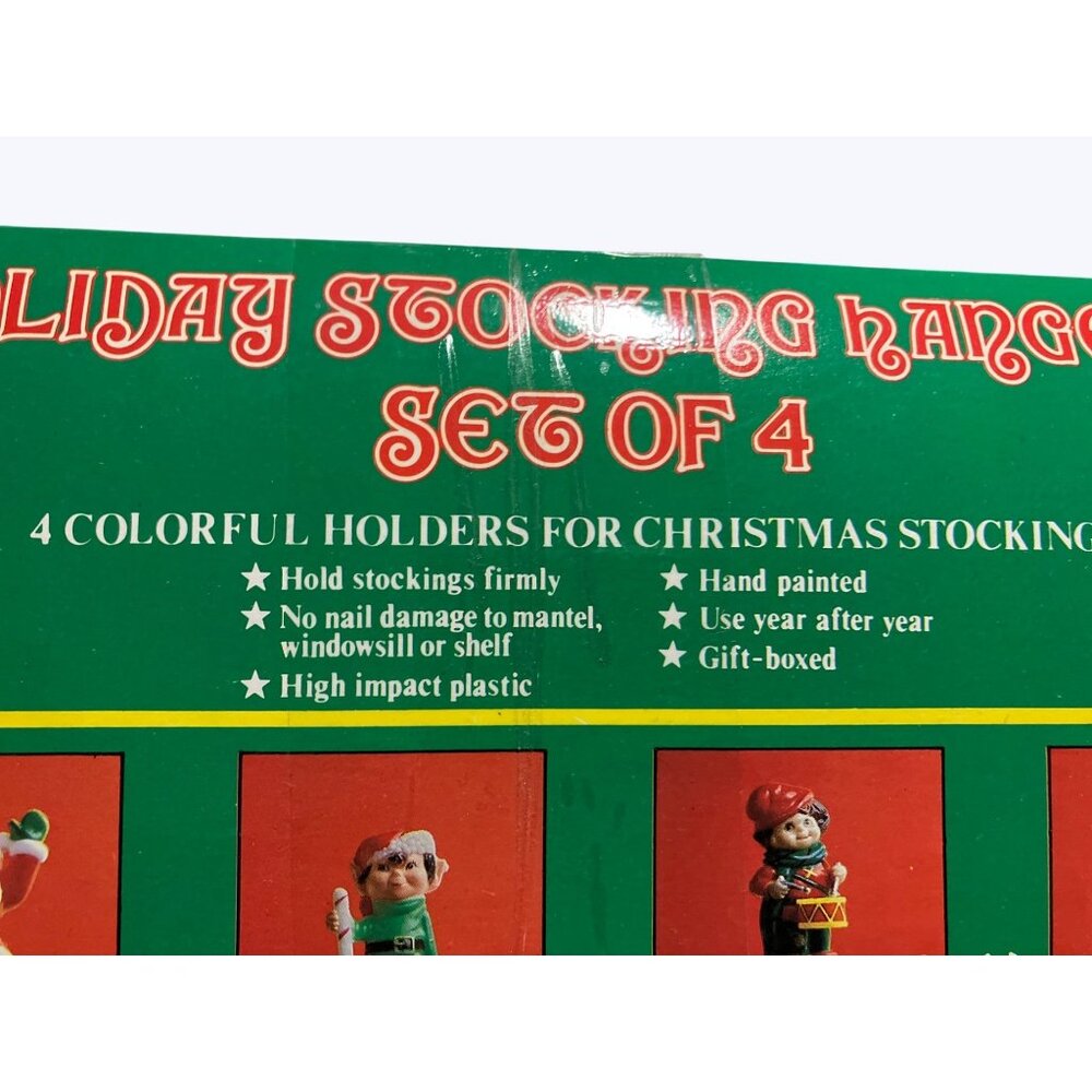 Holiday Stocking Hangers Set Of Four Vintage Plastic Hangers - Picture 6 of 15